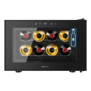 Cecotec Bolero GrandSommelier 800H CoolCrystal Vinoteca para 8 Botellas - Silencioso 35dB - Luz LED - Pantalla LED - Temperatura