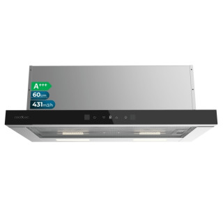 Cecotec Bolero Flux TLT 604400 Glass Black A+++ Campana Extractora Telescopica de 60cm - 431.2m3/h - LED - Pantalla - Acero Inox