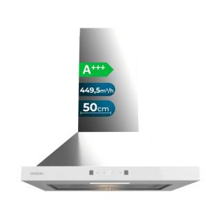 Cecotec Bolero Flux PT 504400 Inox A++ Campana Extractora de 50cm - Succion 449.5m3/h - Luz LED - Pantalla LED - Acero Inoxidabl