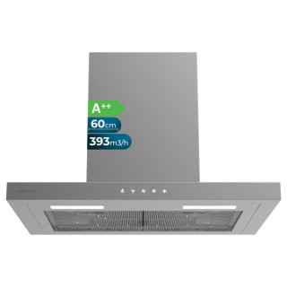 Cecotec Bolero Flux TT 604000 Inox A++ Campana Extractora de 60cm - Succion 393m3/h - Luz LED - Filtros Aptos para Lavavajillas