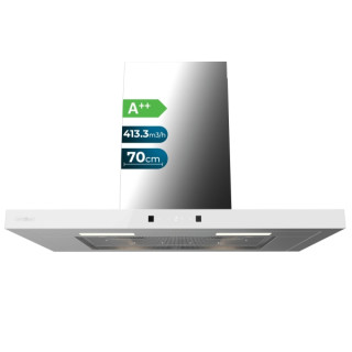Cecotec Bolero Flux TT 704400 Inox A++ Campana Extractora de 70cm - Succion 413.3m3/h - Luz LED - Pantalla LED - Acero Inoxidabl
