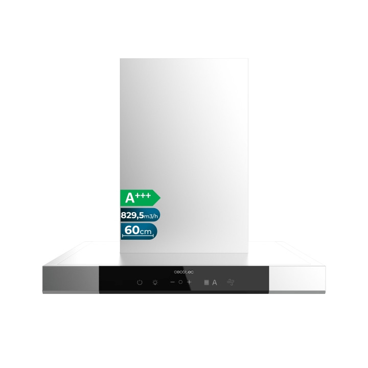 Cecotec Bolero Flux TT 609500 Slim Inox A+++ Campana Extractora de 60cm - Succion 829.5 m3/h - Luz LED - Acero Inoxidable - Filt