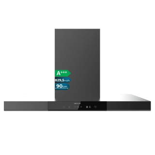 Cecotec Bolero Flux TT 909500 Slim Dark Inox A+++ Campana Extractora de 90cm - Succion 829.5 m3/h - Luz LED - Acero Inoxidable -