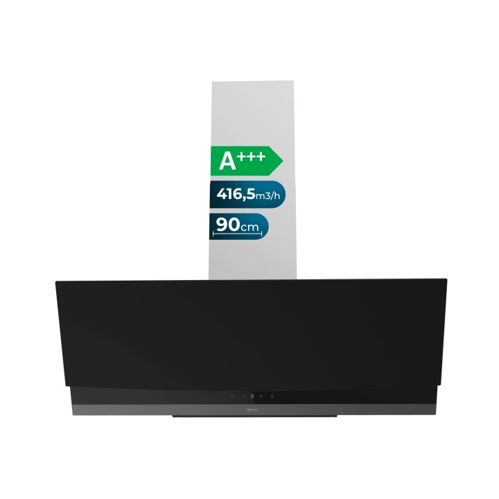 Cecotec Bolero Flux DT 904400 Matt Black A+++ Campana Extractora de 90cm - Succion 416.5m3/h - Varias Velocidades - Luz LED - Pa