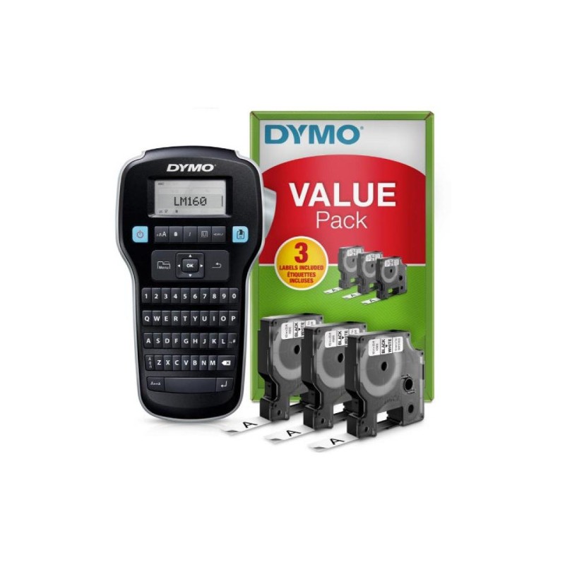 Rotuladora labelmanager 160 kit con 3 rollos cinta d1 dymo 2181011