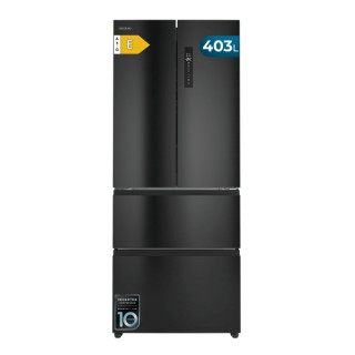 Cecotec Bolero CoolMarket F2D 403 Dark E Frigorifico Puerta Francesa de 4 Puertas - Capacidad 403L - Luz LED - Pantalla Digital