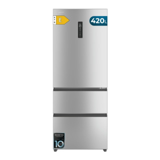 Cecotec Bolero CoolMarket FD 420 Inox E Frigorifico Puerta Francesa - Capacidad 420L - Luz LED - Pantalla Digital - Compresor In