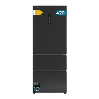 Cecotec Bolero CoolMarket FD 420 Dark E Frigorifico Puerta Francesa - 420L - Luz LED - Pantalla Digital - Compresor Inverter - T