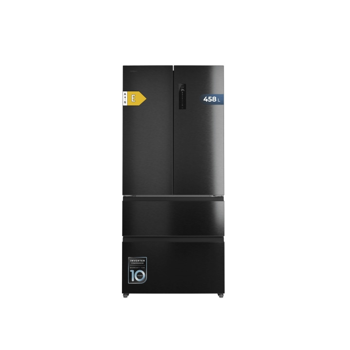 Cecotec Bolero CoolMarket F2D 458 SBI Dark E Frigorifico Puerta Francesa de 4 Puertas - Capacidad 458L - Silencioso 37dB - Luz L
