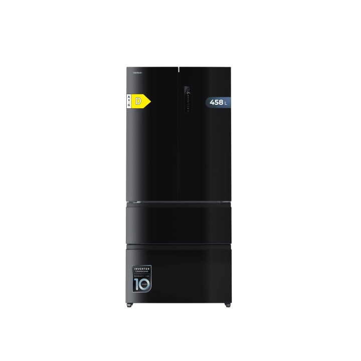 Cecotec Bolero CoolMarket F2D 458 SBI Black Glass D Frigorifico Puerta Francesa de 4 Puertas - Capacidad 458L - Silencioso 37dB