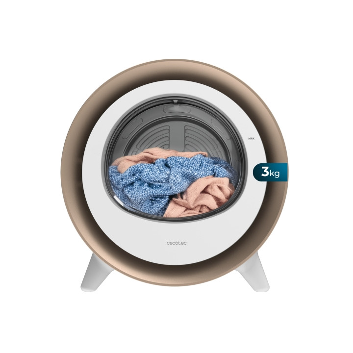 Cecotec Bolero DressCode Dry 3500V Gold Mini Secadora de Evacuacion 3kg - Temperatura Regulable - 8 Programas - Luz Ultravioleta