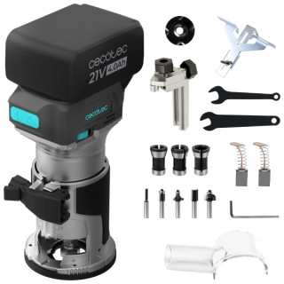 Cecotec MultiShape 2000 Liberty Fresadora de Mano Inalambrica - Bateria 21V 4Ah - Sistema de Extraccion de Polvo - Incluye Acces