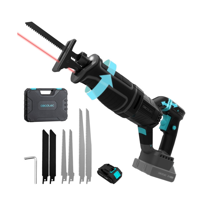 Cecotec Sierra de Sable LongFlex 4000 ShockAbsorber Liberty Sierra de Sable Inalambrica - Bateria 21V 2Ah - Luz LED y Laser - In