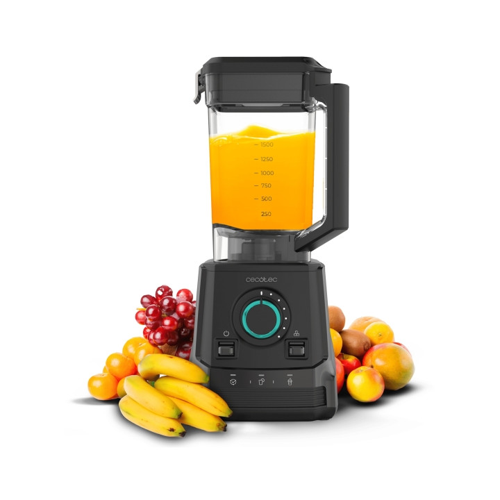 Cecotec Power Black Titanium 2000MAX Pro Batidora de Vaso 1.5L - 1500W - Pantalla LED - Cuchilla Doble de Acero Inoxidable - Lib