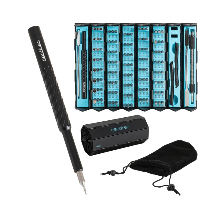 Cecotec PrecissionGyro 300 Infinity Destornillador de Precision - 128 Piezas - Incluye Accesorios - Estuche Plegable con Magneti