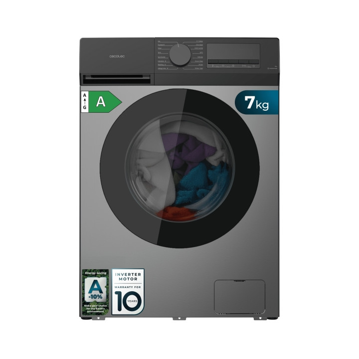 Cecotec Bolero DressCode 7450 Inverter Steel Lavadora de Carga Frontal - Capacidad 7kg - Velocidad 1200rpm - Temperatura Regulab