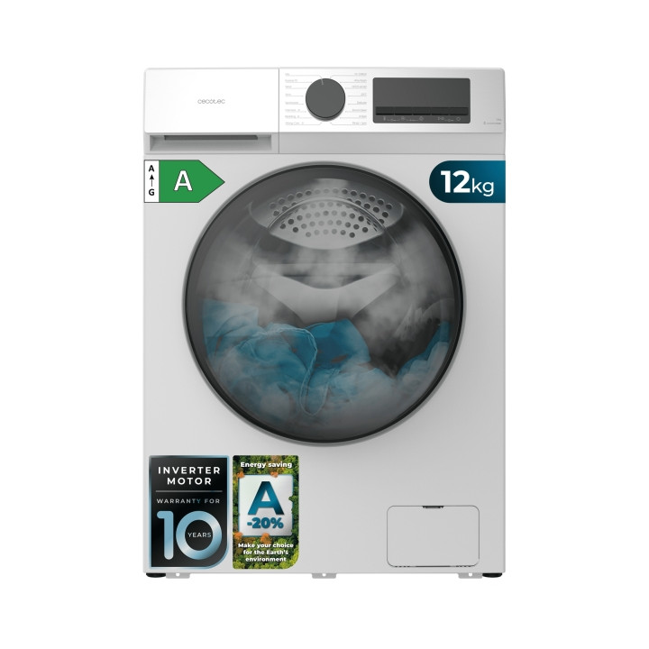 Cecotec Bolero DressCode 12450 Inverter Lavadora de Carga Frontal - Capacidad 12kg - Velocidad 1400rpm - Temperatura Regulable -