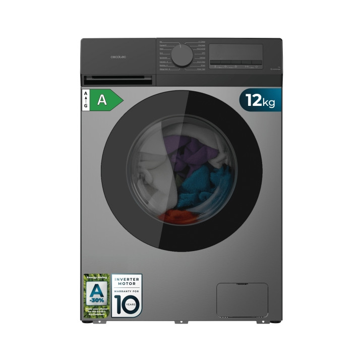 Cecotec Bolero DressCode 12450 Inverter Steel Lavadora de Carga Frontal - Capacidad 12kg - Velocidad 1400rpm - Temperatura Regul