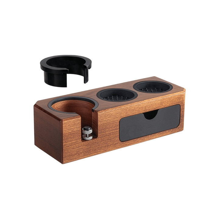 Cecotec Baristeo WoodTamperStation Estacion de Prensado 3 en 1 - Incluye Accesorios - Antideslizante - Portafiltros Desde 51 a 5