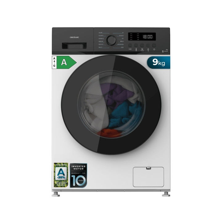 Cecotec Bolero DressCode 9155 Inverter Lavadora de Carga Frontal - Capacidad 9kg - Velocidad 1400rpm - Seguro Infantil - Display