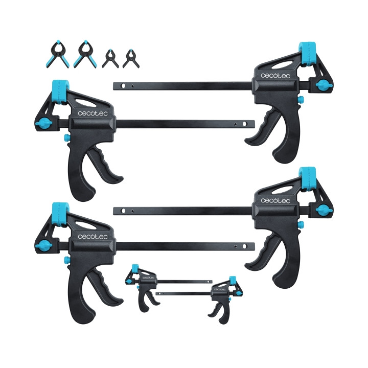 Cecotec StrongComfort 360 Instant Set de Sargentos de Liberacion Rapida - 10 Piezas - Incluye Accesorios - Funcion Rotativa - Co