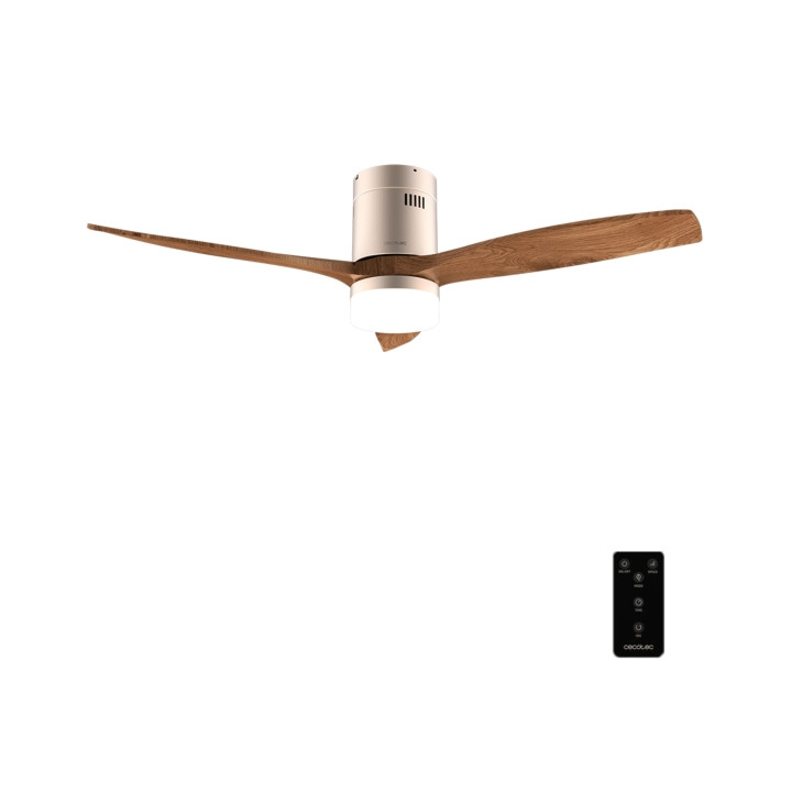 Cecotec EnergySilence Aero 5600 Classic Gold and DarkWood Ventilador de Techo de 52" - 40W - 3 Aspas de Madera - Varias Velocida