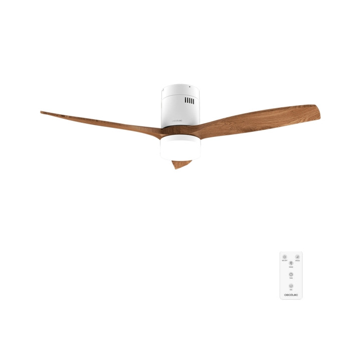 Cecotec EnergySilence Aero 5600 Classic White and DarkWood Ventilador de Techo de 52" - 40W - 3 Aspas de Madera - Varias Velocid