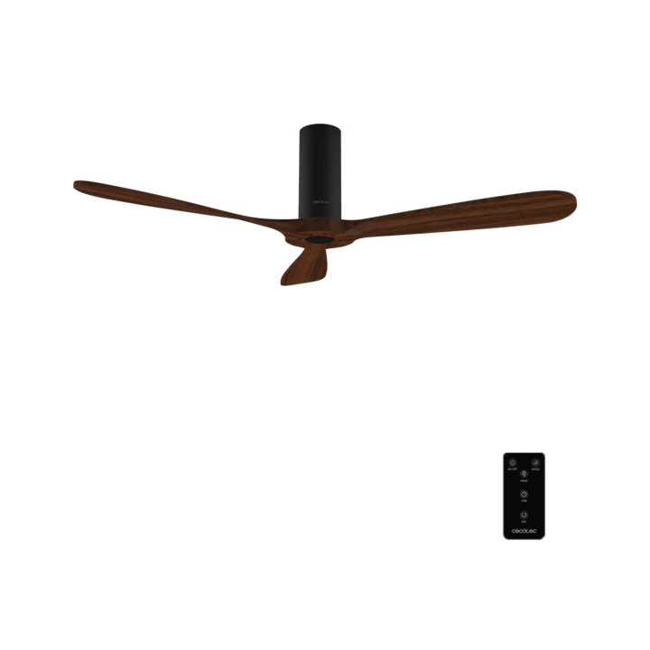 Cecotec EnergySilence 5400 Classic Black and DarkWood Ventilador de Techo de 52" - 40W - 3 Aspas de Madera - Varias Velocidades