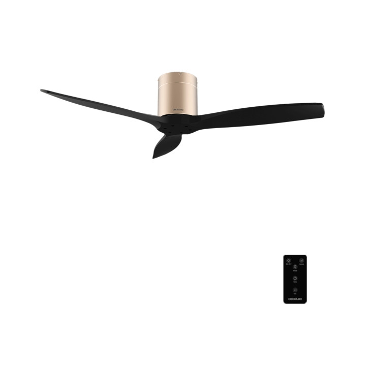 Cecotec EnergySilence Aero 5400 Classic Gold and Black Ventilador de Techo de 52" - 40W - 3 Aspas - Varias Velocidades - Mando a