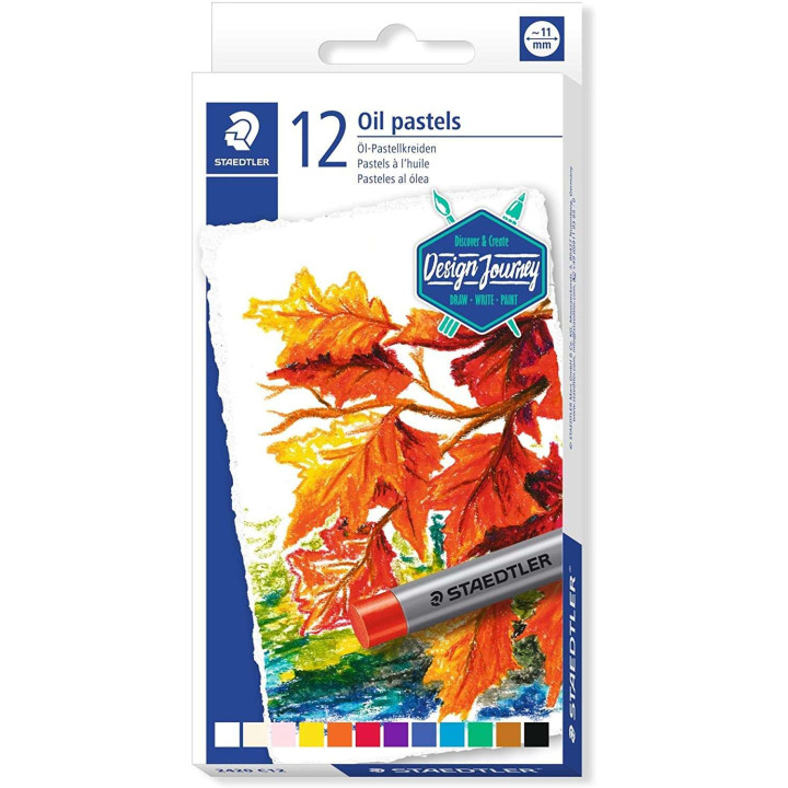 Staedtler Pasteles al Oleo 2420 Pack de 12 Ceras Blandas - Resistencia a la Rotura - Extremadamente Brillantes - Colores Surtid