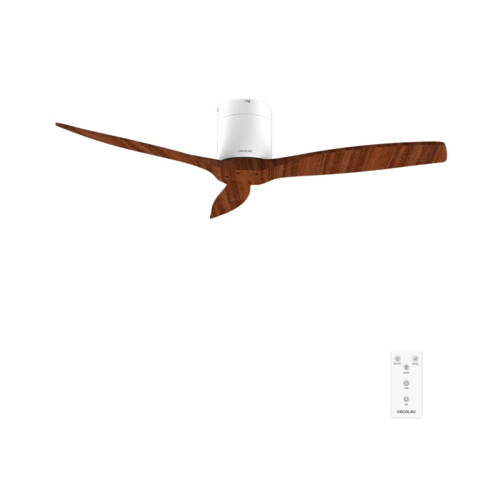 Cecotec EnergySilence Aero 5400 Classic White and DarkWood Ventilador de Techo de 52" - 40W - 3 Aspas de Madera - Varias Velocid