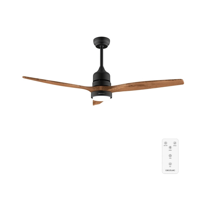 Cecotec EnergySilence Aero 5230 DarkWood Ventilador de Techo de 52" - 40W - 3 Aspas de Madera - Varias Velocidades - Luz LED - M