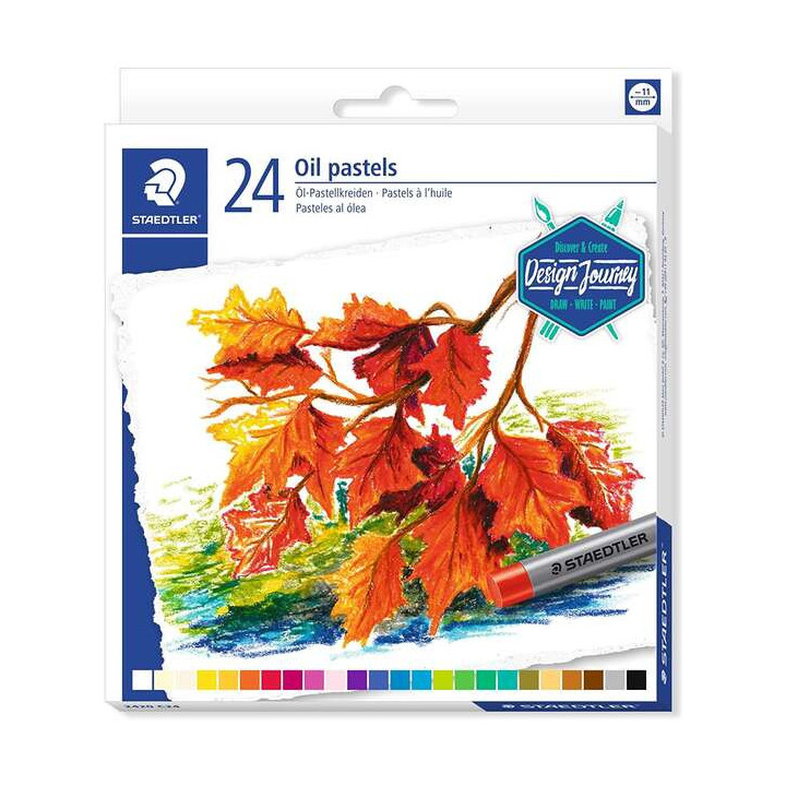 Staedtler Pasteles al Oleo 2420 Pack de 24 Ceras Blandas - Resistencia a la Rotura - Extremadamente Brillantes - Colores Surtid