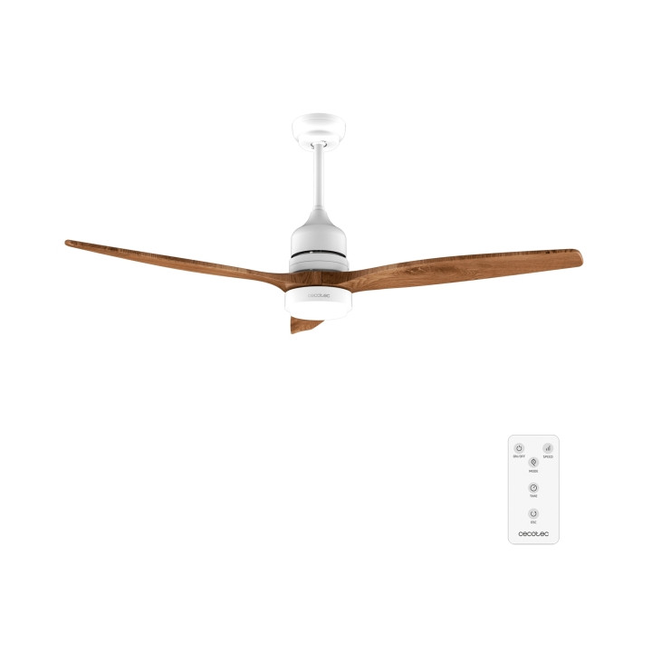 Cecotec EnergySilence Aero 5230 White and BlackWood Ventilador de Techo de 52" - 40W - 3 Aspas - Varias Velocidades - Luz LED -