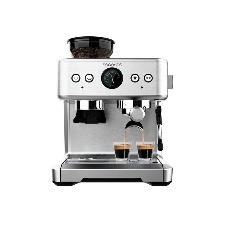 Cecotec Power Espresso 20 Barista Maestro Cafetera Expresso - 2250W - Capacidad 250g - Presion 20Bar - Molinillo Integrado - Man