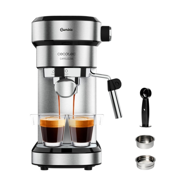 Cecotec Cafelizzia 790 Steel Tamp Cafetera Expresso - 1350W - Presion 20Bar - Deposito de 1.2L - Thermoblock - Acero Inoxidable