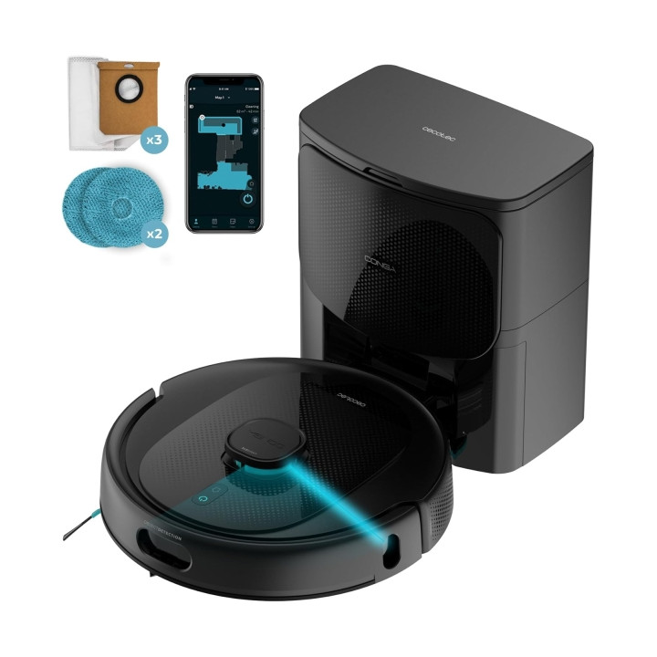 Cecotec Conga 9990 AI Spin Revolution Ultra Power Home Robot Aspirador con Base de Autovaciado - Autonomia 240min - 10.000Pa - B