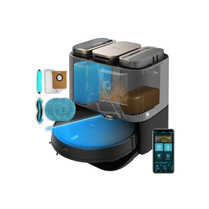 Cecotec Conga 13090 Spin Revolution Home and Wash M Robot Aspirador con Base de Autovaciado - Bluetooth - Autonomia 140min - Cap