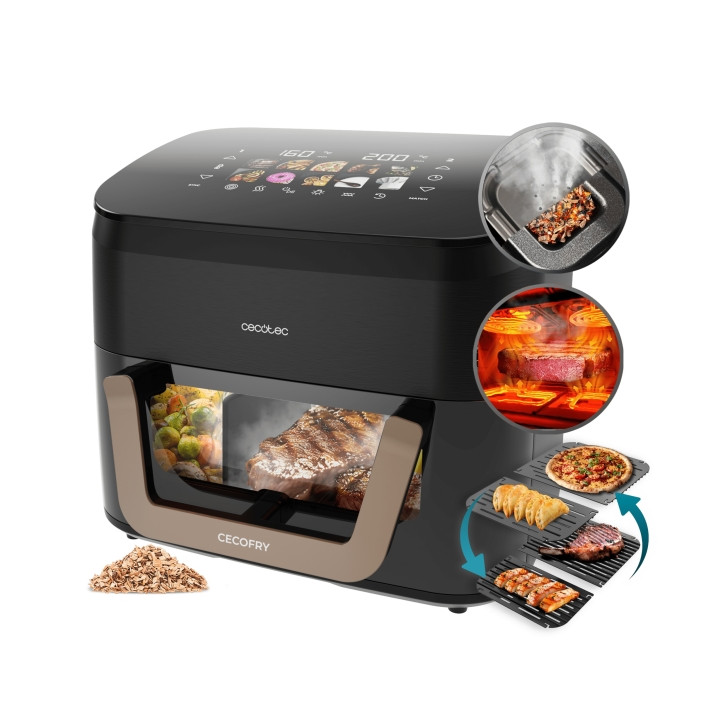 Cecotec Cecofry and Grill Smokin' 11000 Plus Freidora de Aire - 2900W - Capacidad 11L - Temperatura Regulable hasta 200ºC - Ahum