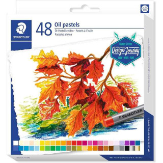 Staedtler Pasteles al Oleo 2420 Pack de 48 Ceras Blandas - Resistencia a la Rotura - Extremadamente Brillantes - Colores Surtid
