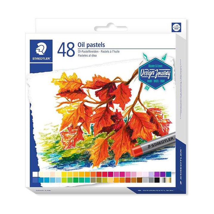Staedtler Pasteles al Oleo 2420 Pack de 48 Ceras Blandas - Resistencia a la Rotura - Extremadamente Brillantes - Colores Surtid
