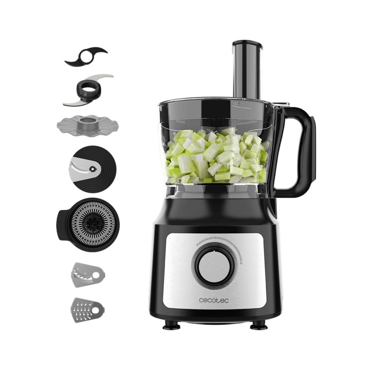 Cecotec FoodProcessor Comino 1000 Max Procesador de Alimentos con Exprimidor - 1000W - Capacidad 2L - Varias Velocidades - Inclu