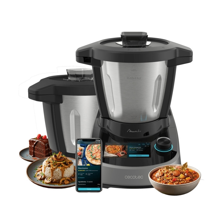 Cecotec Mambo Touch Robot de Cocina - Jarra Habana Pro Ceramica 3.3L - Jarra de Acero Inoxidable - Antiadherente - Pantalla Tft