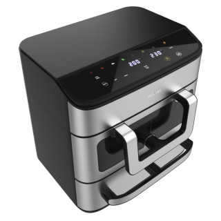 Cecotec Cecofry FoodCourt 18000 4Pizza + Horno de 18L y Freidora de Aire de 9L - 2700W - Acero Inoxidable - Piedra para Pizza -