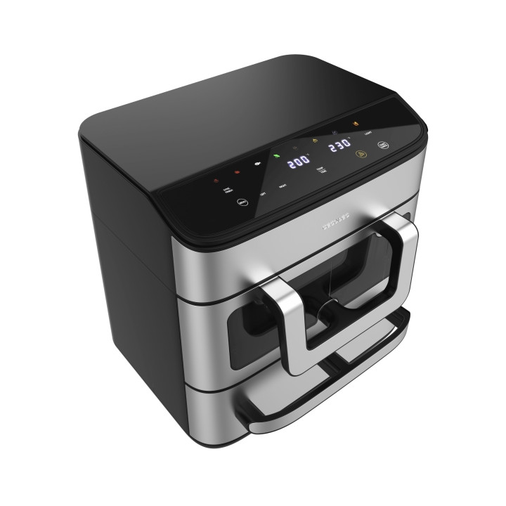 Cecotec Cecofry FoodCourt 18000 4Pizza + Horno de 18L y Freidora de Aire de 9L - 2700W - Acero Inoxidable - Piedra para Pizza -