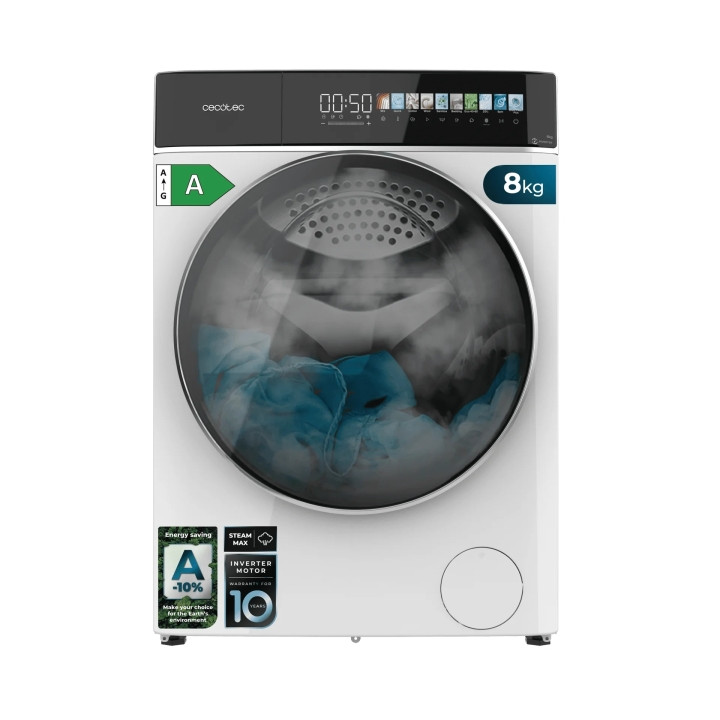 Cecotec Bolero DressCode 8900 Inverter FullColor Max Lavadora de Carga Frontal - Capacidad 8kg - Velocidad 1400rpm - Pantalla 1.