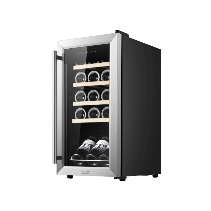 Cecotec Bolero GrandSommelier 1550 Inox Compressor Vinoteca para 15 Botellas - Silencioso 39dB - Temperatura Regulable - Compres