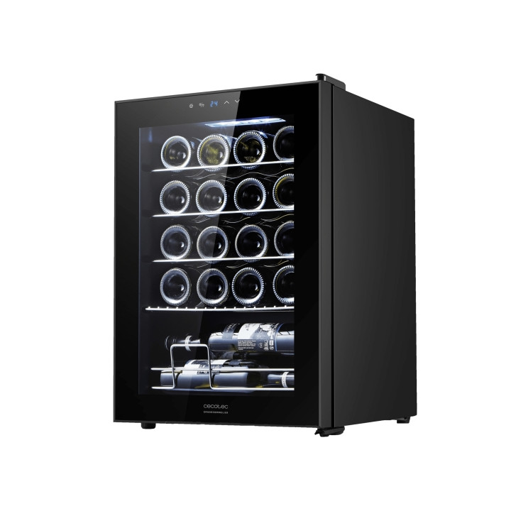 Cecotec Bolero GrandSommelier 2050 Black Compressor Vinoteca para 20 Botellas - Silencioso 39dB - Temperatura Regulable - Compre