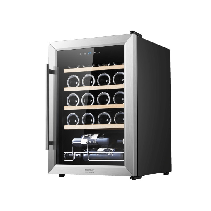 Cecotec Bolero GrandSommelier 2050 Inox Compressor Vinoteca para 20 Botellas - Silencioso 39dB - Temperatura Regulable - Compres