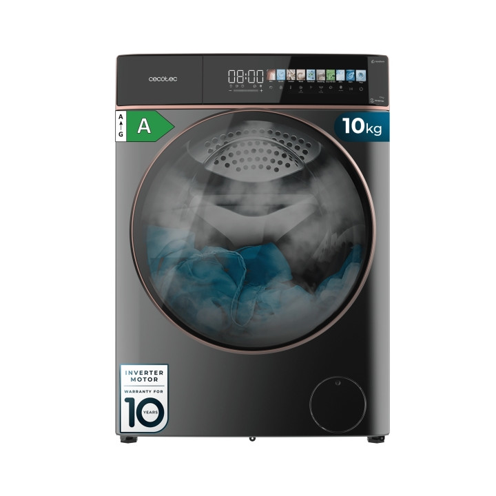 Cecotec Bolero DressCode 10900 Autodose Inverter FullColor Steel A Lavadora de Carga Frontal con Autodosis - Capacidad 10kg - Ve